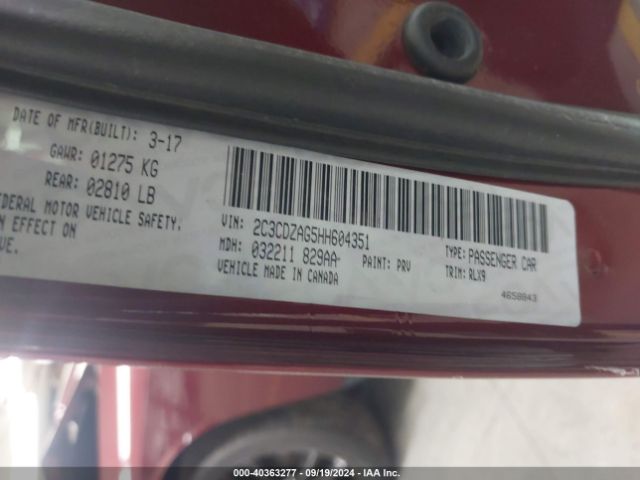 2C3CDZAG5HH604351 Dodge Challenger Sxt Plus