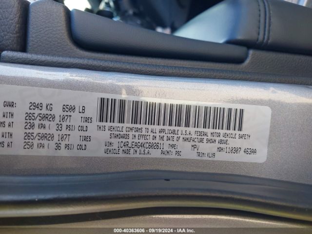 1C4RJEAG4KC602611 Jeep Grand Cherokee Altitude 4x2
