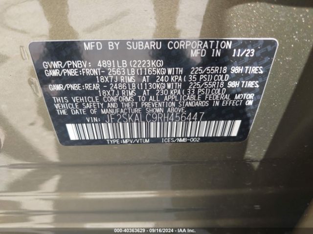 JF2SKALC9RH456447 Subaru Forester Limited