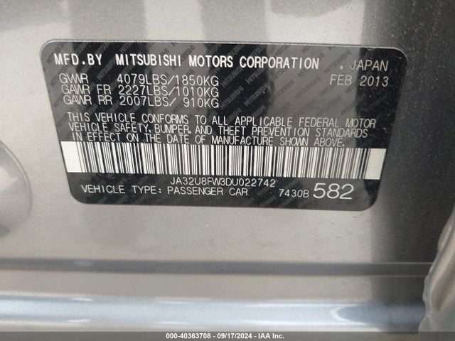 2013 MITSUBISHI LANCER JA32U8FW3DU022742 Photo 8