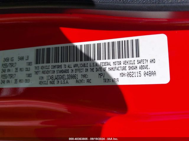 1C4BJWDGXEL320061 Jeep Wrangler Unlimited Sport