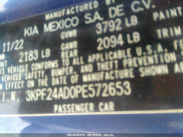KIA Forte Lxs 2023 3KPF24AD0PE572653 Image 9