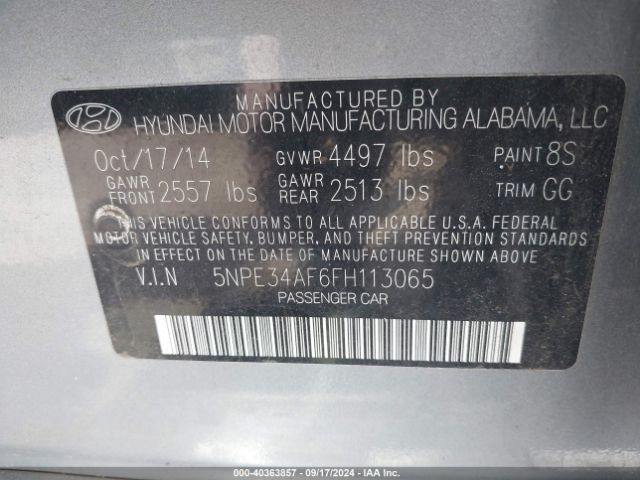 5NPE34AF6FH113065 Hyundai Sonata Sport