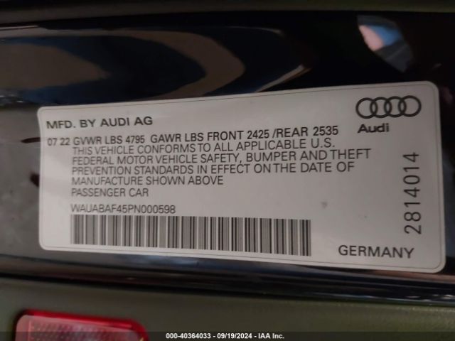 WAUABAF45PN000598 Audi A4 Premium 40 Tfsi Quattro S Tronic