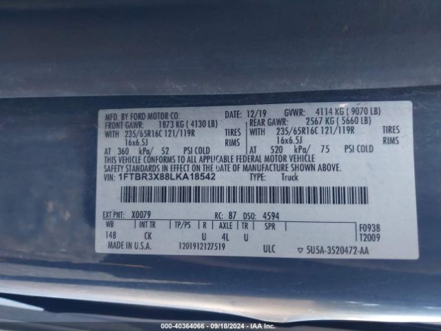 1FTBR3X88LKA18542 Ford Transit-250 Cargo Van