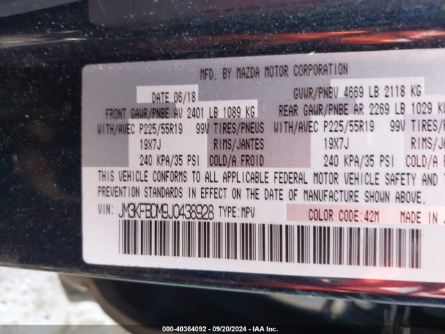 JM3KFBDM9J0438928 Mazda Cx-5 Grand Touring