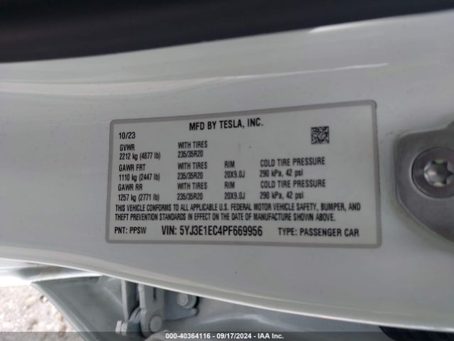 5YJ3E1EC4PF669956 Tesla Model 3 Performance Dual Motor All-wheel Drive