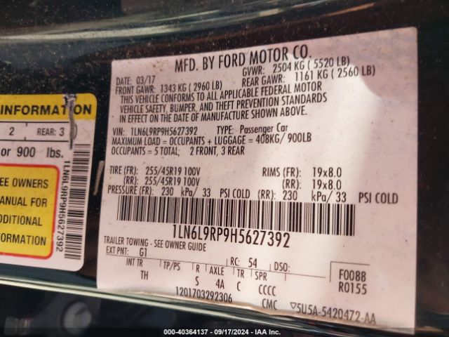 1LN6L9RP9H5627392 Lincoln Continental Reserve
