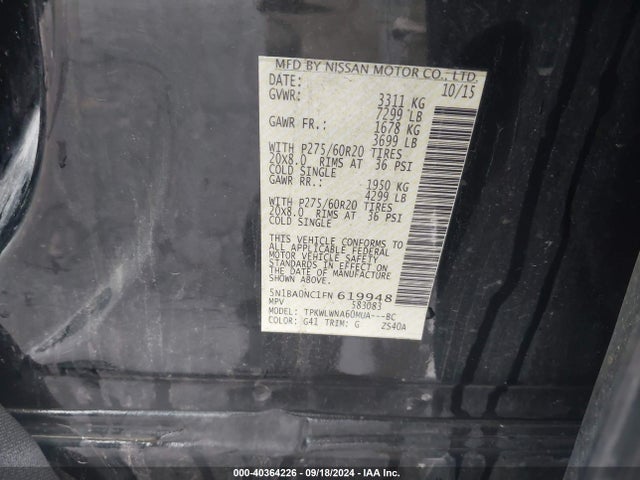 5N1BA0NC1FN619948 Nissan Armada Platinum/sl/sv