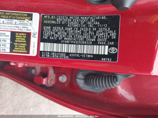 Toyota CAMRY LE 2014 4T4BF1FKXER366328 Image 9