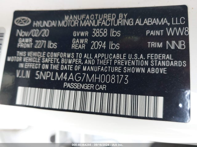 Hyundai ELANTRA SEL 2021 5NPLM4AG7MH008173 Image 9