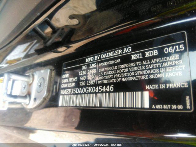 WMEFJ5DA0GK045446 Smart Fortwo Passion/prime/proxy/pure