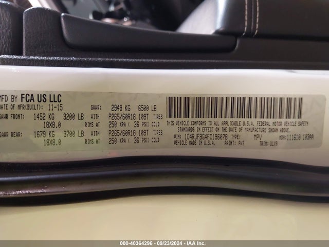 Jeep Grand Cherokee Limited 2015 1C4RJFBG4FC196078 Image 9
