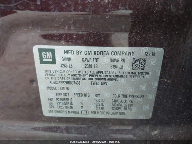 KL4CJASB2HB097436 Buick Encore Preferred