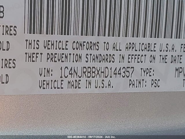1C4NJRBBXHD144357 Jeep Patriot Sport 4x4