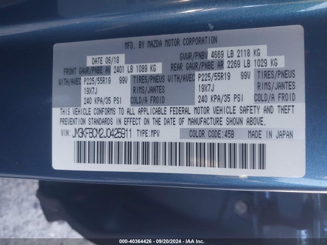 Mazda Cx-5 Touring 2018 JM3KFBCM2J0425911 Image 9