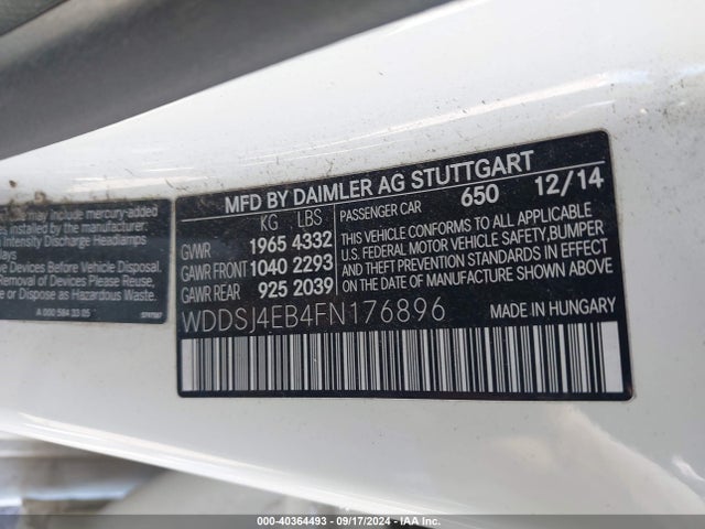 WDDSJ4EB4FN176896 Mercedes-Benz CLA 250