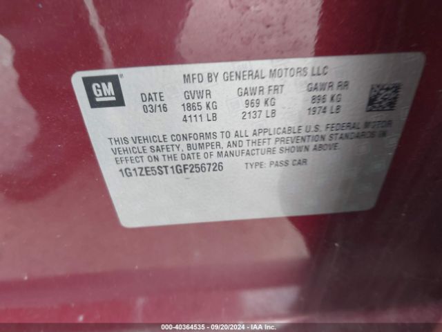 1G1ZE5ST1GF256726 Chevrolet MALIBU 1LT