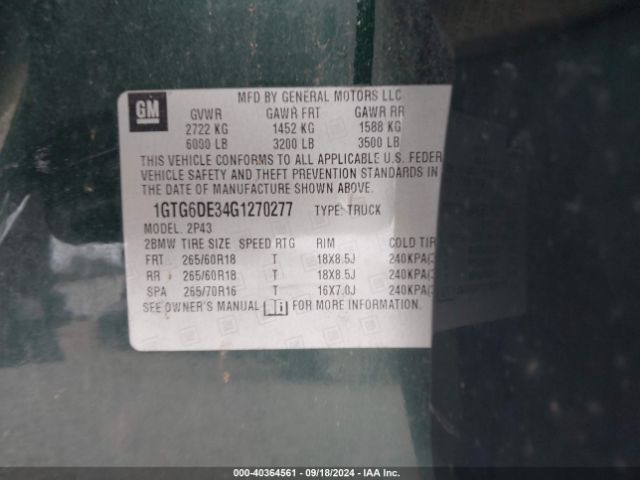 1GTG6DE34G1270277 GMC CANYON SLT