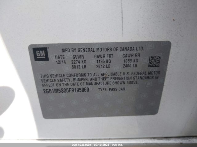 2G61M5S35F9195060 Cadillac XTS LUXURY