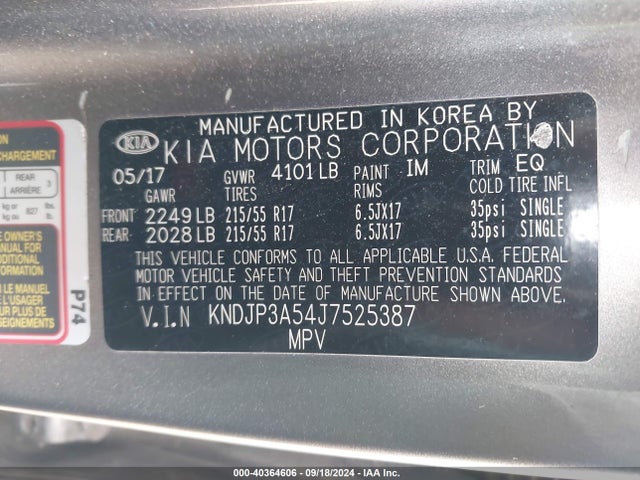 KIA SOUL + 2018 KNDJP3A54J7525387 Image 9