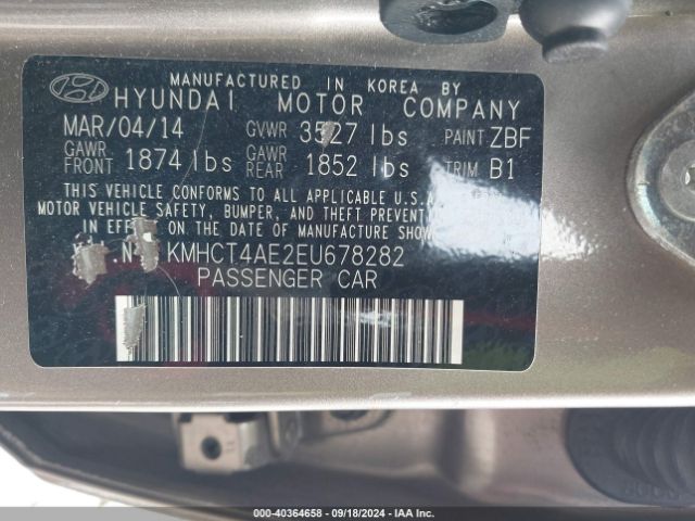 KMHCT4AE2EU678282 Hyundai ACCENT GLS