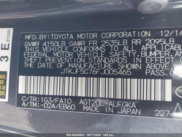 JTKJF5C76FJ005465 Scion TC