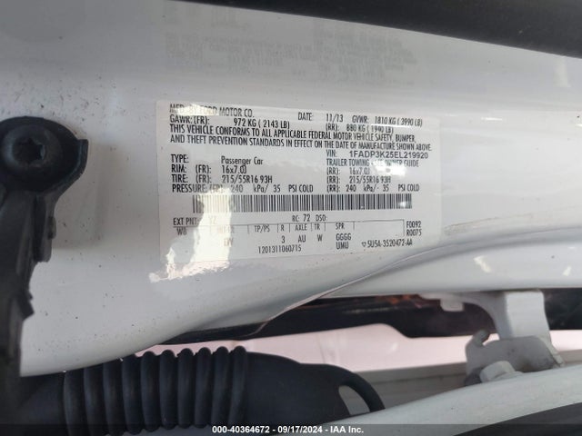 Ford FOCUS SE 2014 1FADP3K25EL219920 Image 9