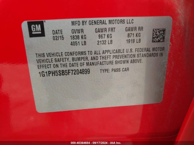 1G1PH5SB5F7204899 Chevrolet Cruze Eco Auto