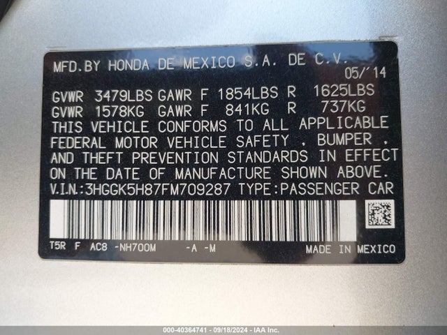 Honda Fit Ex/ex-l 2015 3HGGK5H87FM709287 Image 9