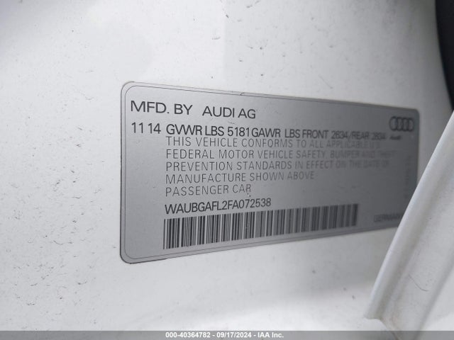 WAUBGAFL2FA072538 Audi S4 3.0t Premium Plus