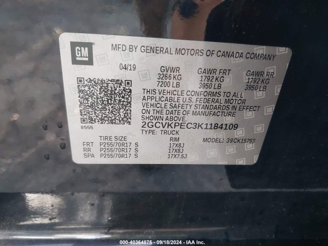 Chevrolet Silverado 1500 Ld Lt 2019 2GCVKPEC3K1184109 Image 9