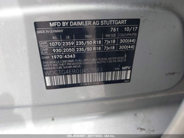 WDCTG4EB0JJ457083 Mercedes-Benz GLA 250
