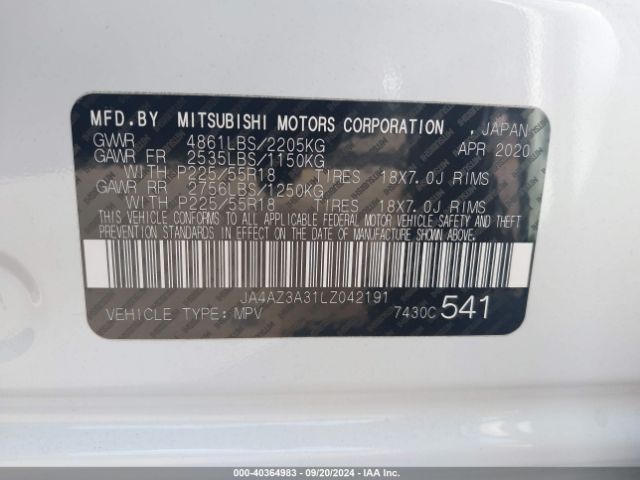 JA4AZ3A31LZ042191 Mitsubishi Outlander Se 2.4 S-awc