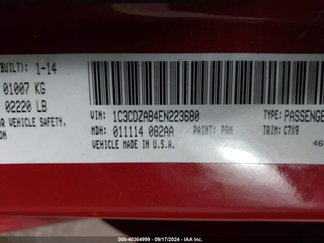 1C3CDZAB4EN223680 Dodge AVENGER SE