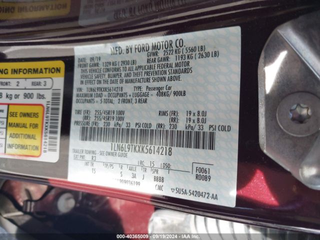 1LN6L9TKXK5614218 Lincoln Continental Select