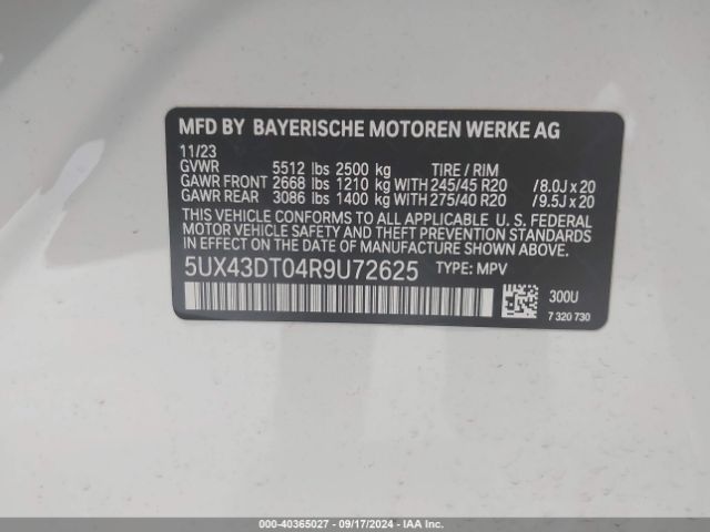 5UX43DT04R9U72625 BMW X4 M40i