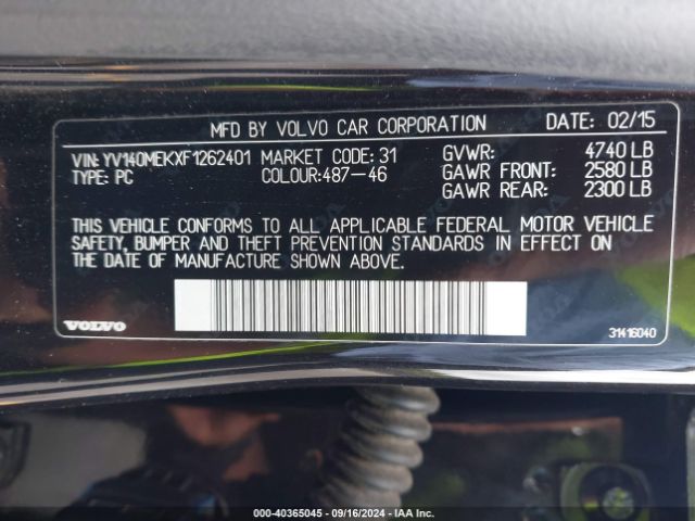 YV140MEKXF1262401 Volvo V60 T5 Premier