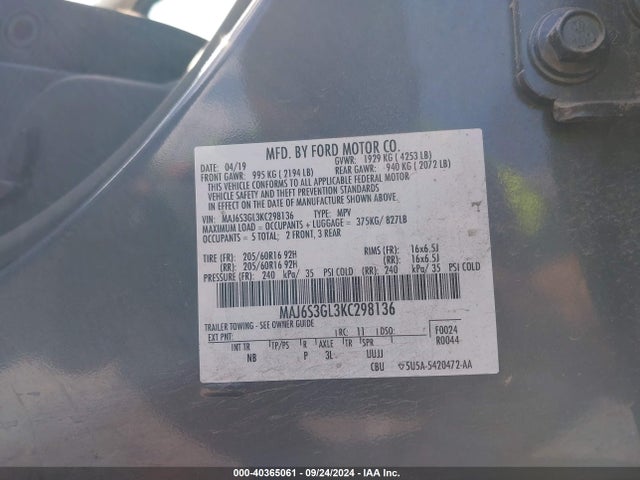 Ford Ecosport Se 2019 MAJ6S3GL3KC298136 Image 9