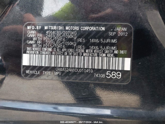 2013 MITSUBISHI OUTLANDER JA4AS2AW1DU010459 Photo 8