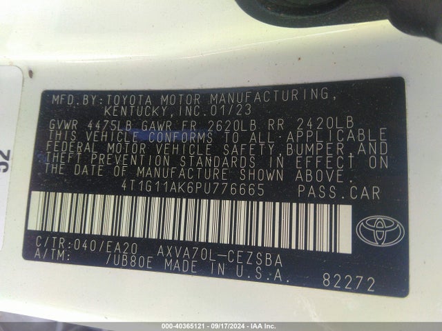 Toyota CAMRY SE 2023 4T1G11AK6PU776665 Image 9