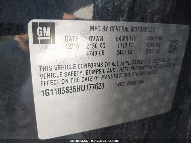 Chevrolet IMPALA 1LT 2017 1G1105S35HU177620 Image 9