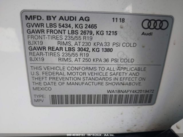 WA1BNAFY4K2019472 Audi Q5 45 Premium