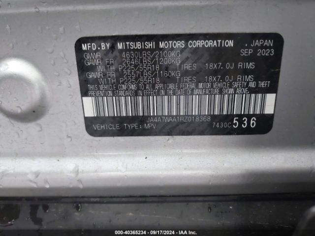 JA4ATWAA1RZ018368 Mitsubishi Eclipse Cross Se S-awc/sel S-awc