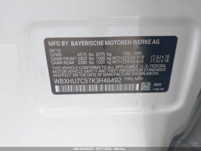 WBXHU7C57K3H46492 BMW X1 Sdrive28i