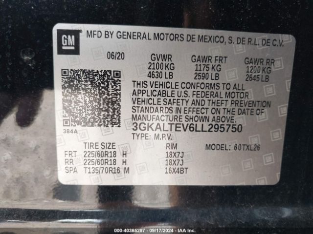 3GKALTEV6LL295750 GMC Terrain Awd Sle