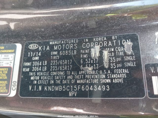 KNDMB5C15F6043493 KIA SEDONA LX