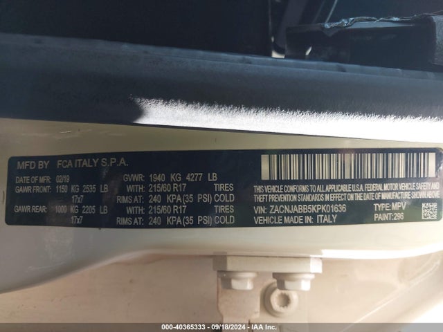 ZACNJABB5KPK01636 Jeep Renegade Latitude Fwd