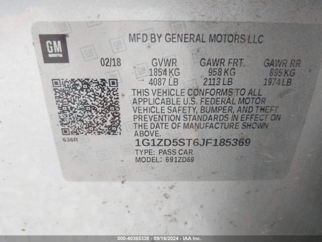 1G1ZD5ST6JF185369 Chevrolet MALIBU LT