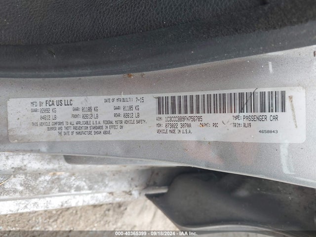 1C3CCCBB9FN756785 Chrysler 200 S
